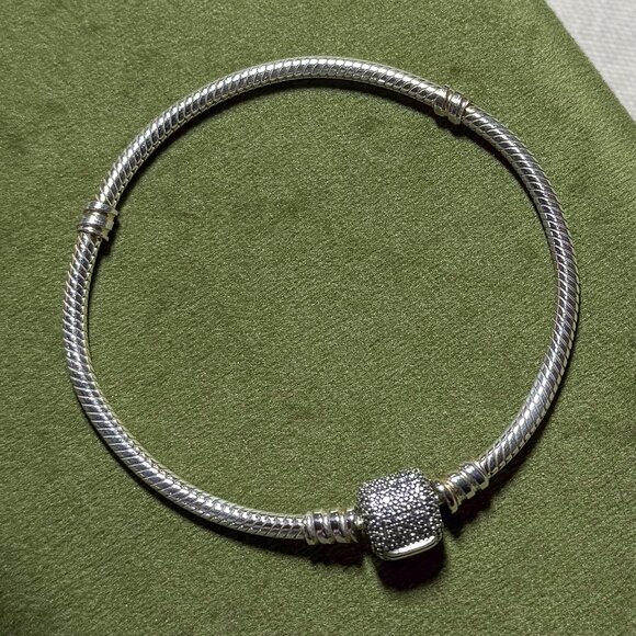 New PANDORA Sterling Silver Bracelet with CZ Slider Charm - Picture 2 of 16